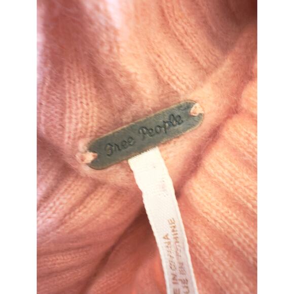 Free People So Low So High Cashmere Sweater Soft Peach XS FP Cropped Turtleneck - Picture 3 of 12